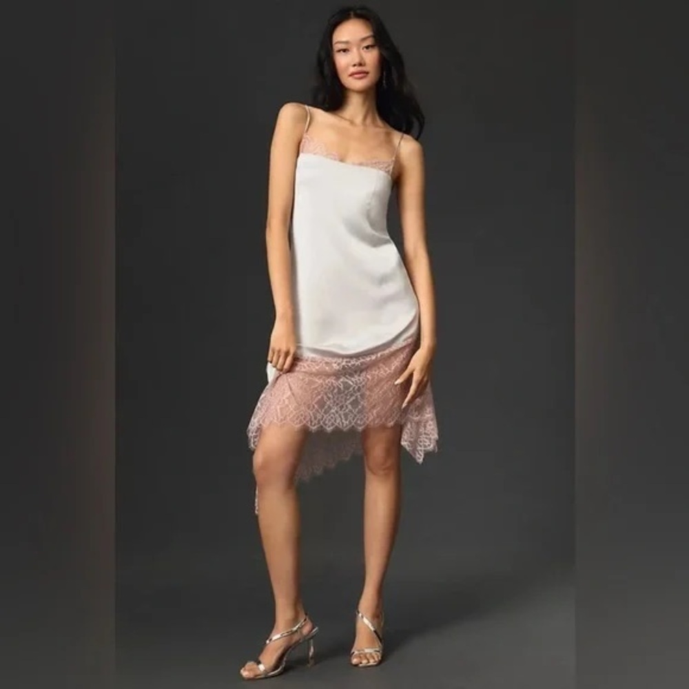 Anthropologie | Lace-Trimmed Dress Silver Boho Wedding Various Sizes Available